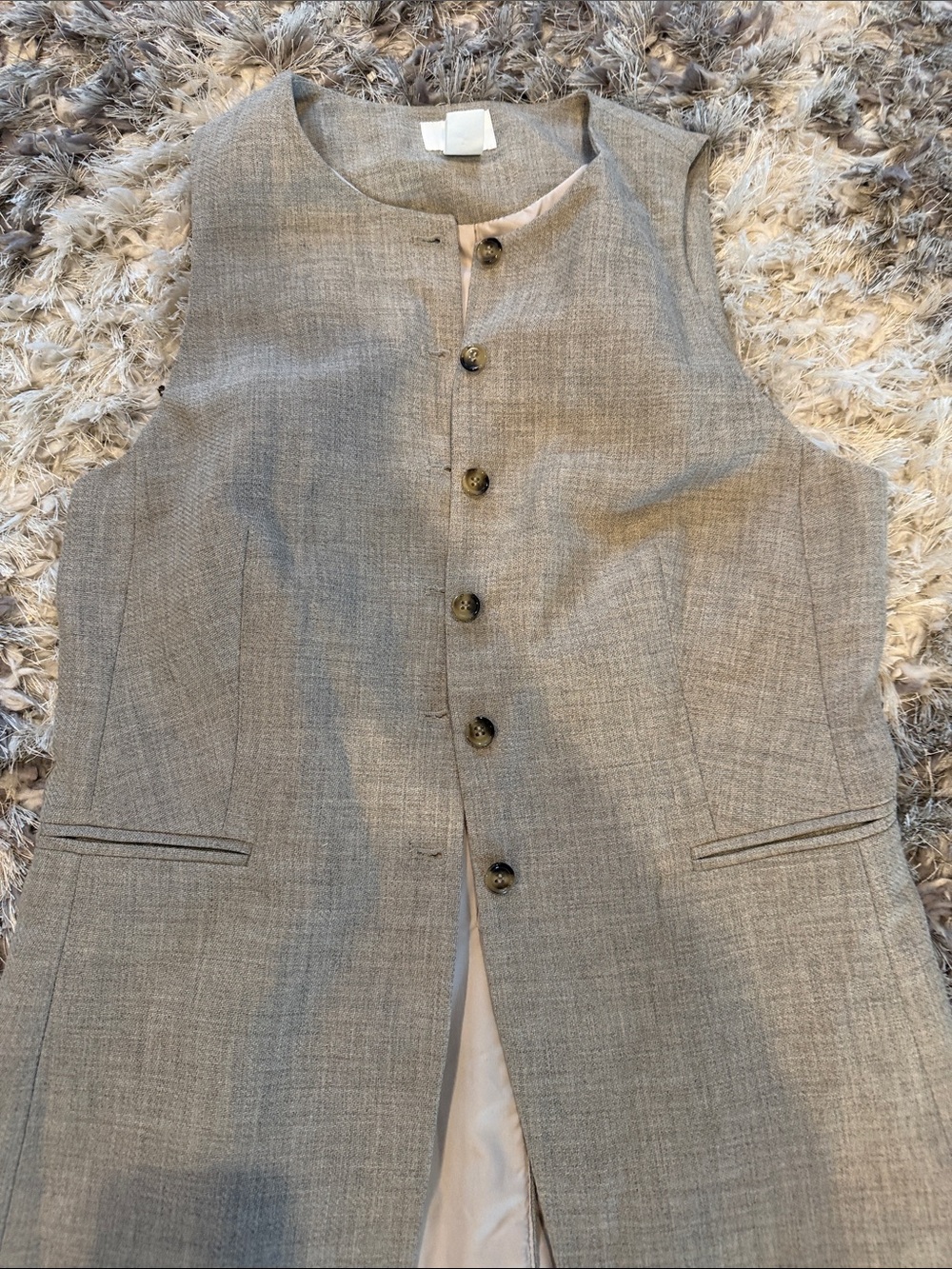 H&M Light Gray Sleeveless Button Front Vest